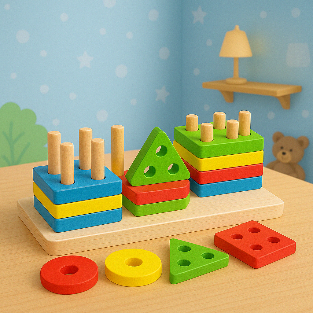 Mesa de Blocos para Encaixe - Brinquedo Montessori