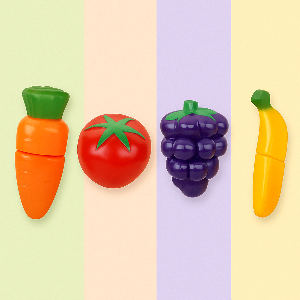 Conjunto de Frutas e Legumes - Brinquedo Montessori