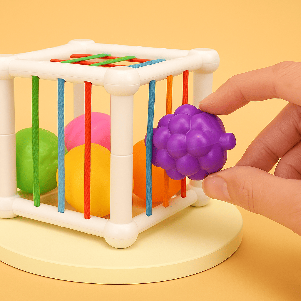 Cubo Sensorial de Frutas - Brinquedo Montessori