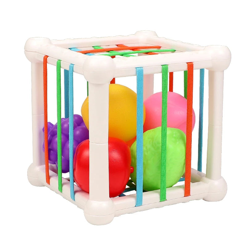 Cubo Sensorial de Frutas - Brinquedo Montessori