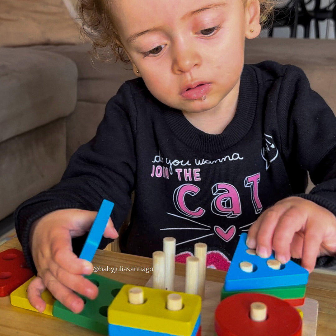 Mesa de Blocos para Encaixe - Brinquedo Montessori