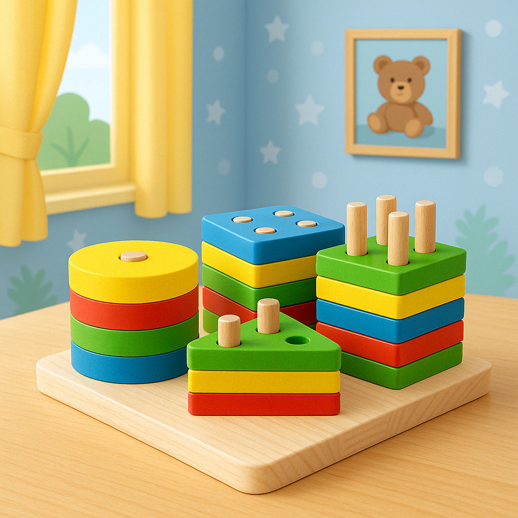 Mesa de Blocos para Encaixe - Brinquedo Montessori