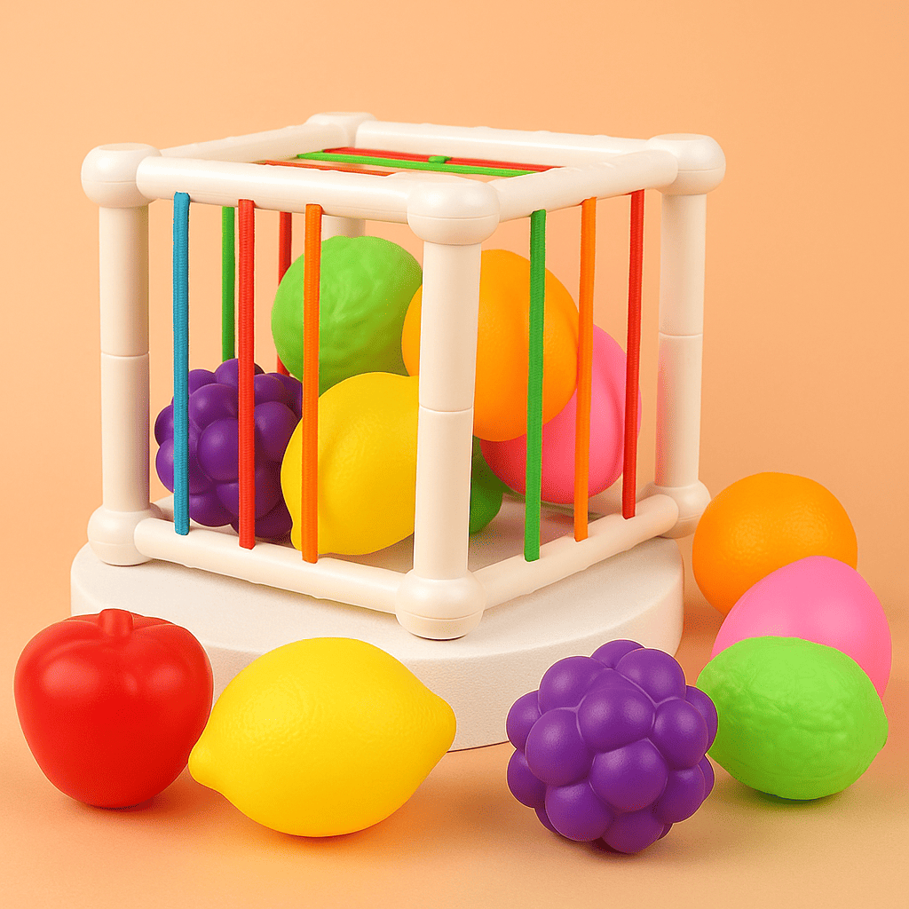 Cubo Sensorial de Frutas - Brinquedo Montessori