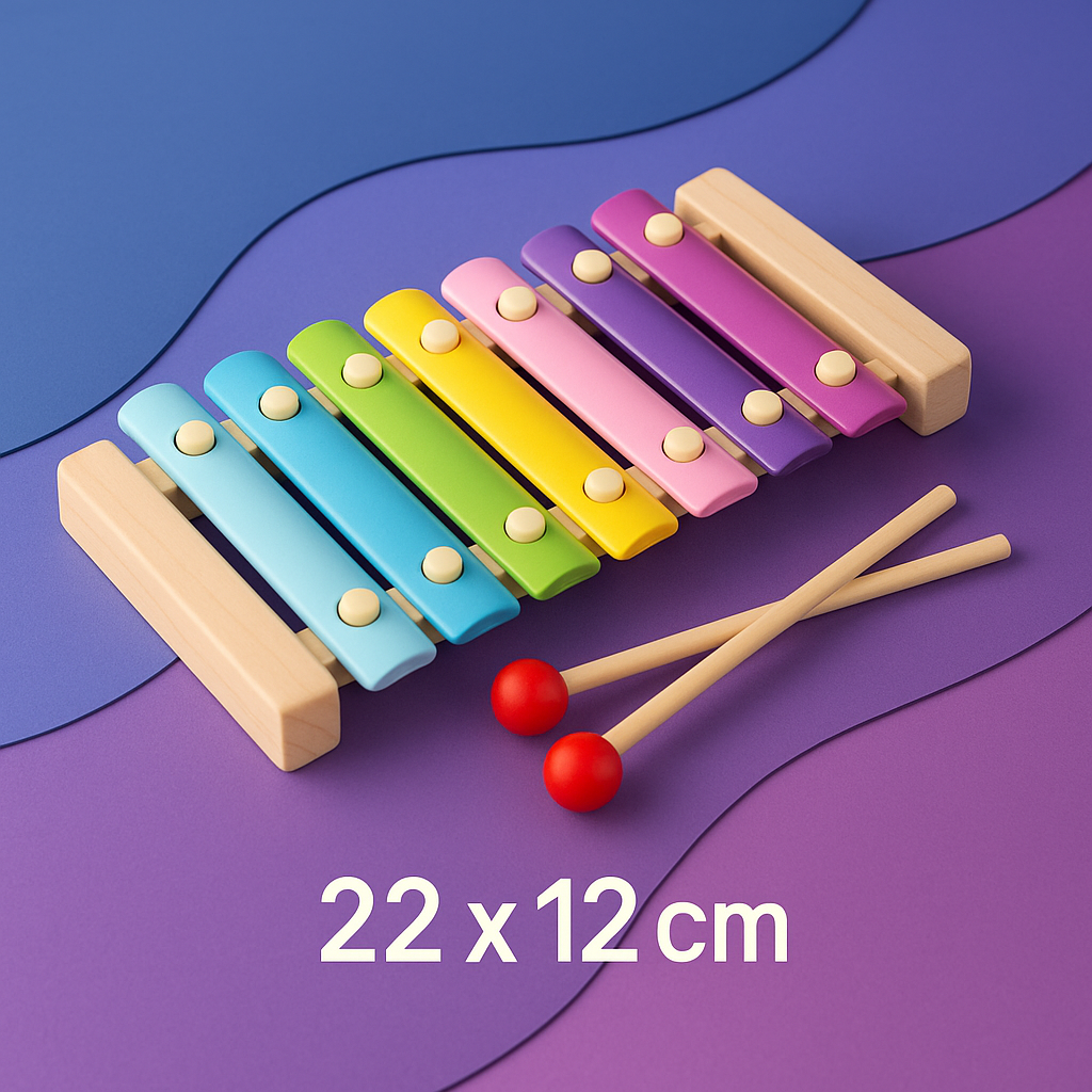 Xilofone de Madeira 8 Notas - Brinquedo Montessori